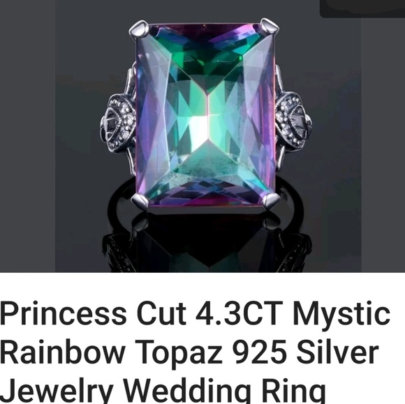 4.3CT PRINCESS CUT MYSTIC TOPAZ RING - Picture 6 of 12